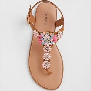 Torrid Women's Floral Jeweled Sandals 8WIDE